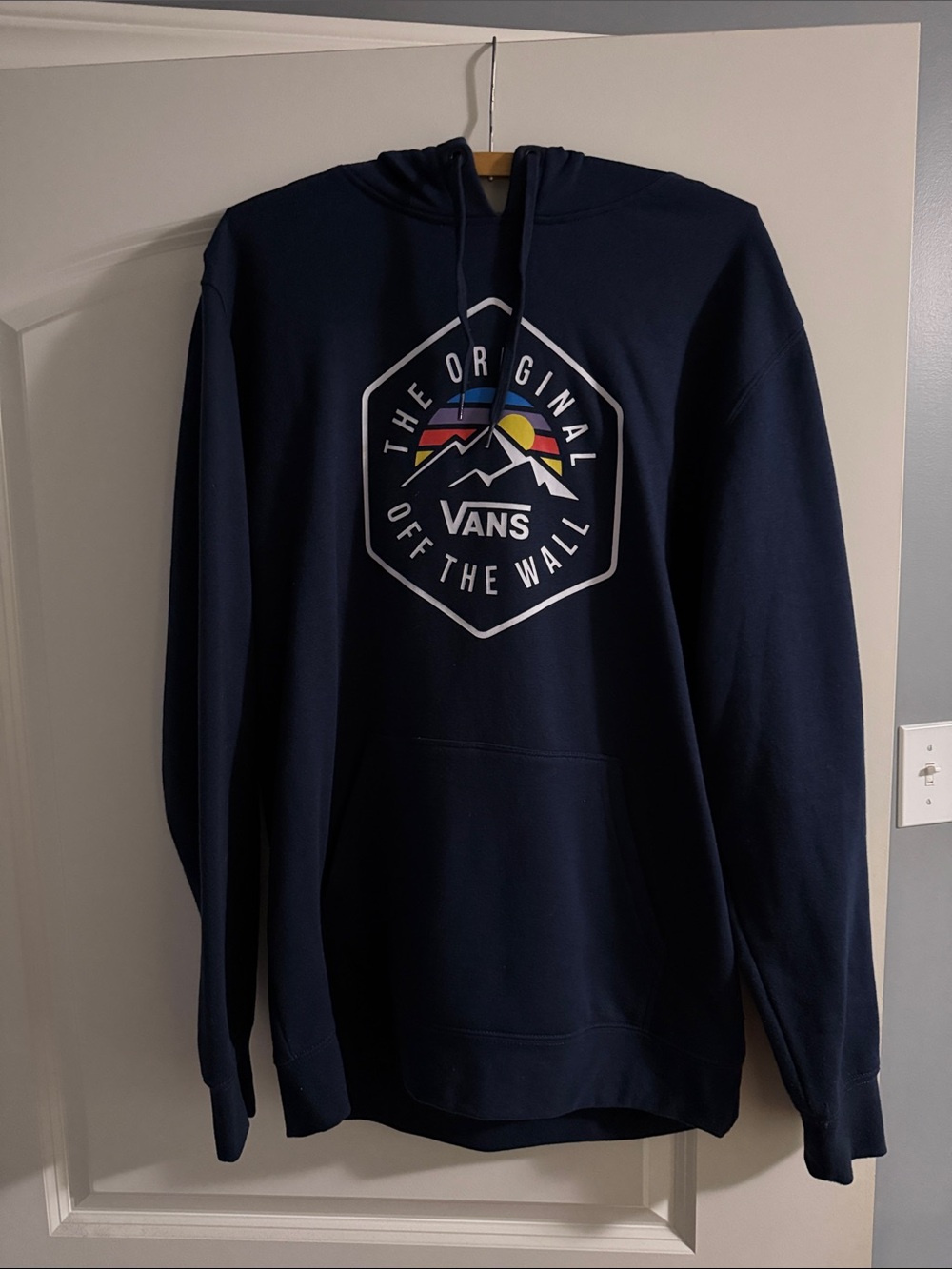 Vans Men’s Navy Hoodie with Multicolor Mountain Logo